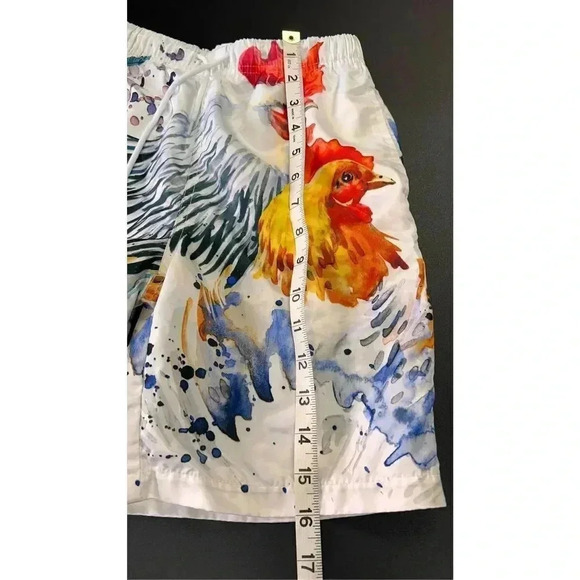 Youth Boys White Rooster Chicken Quick Drying Swim Trunks Medium - Picture 8 of 11
